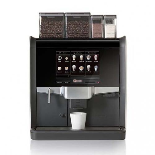 de Jong Duke Nio kaffeautomat til hele bønner og kaffespecialiteter med frisk mælk.