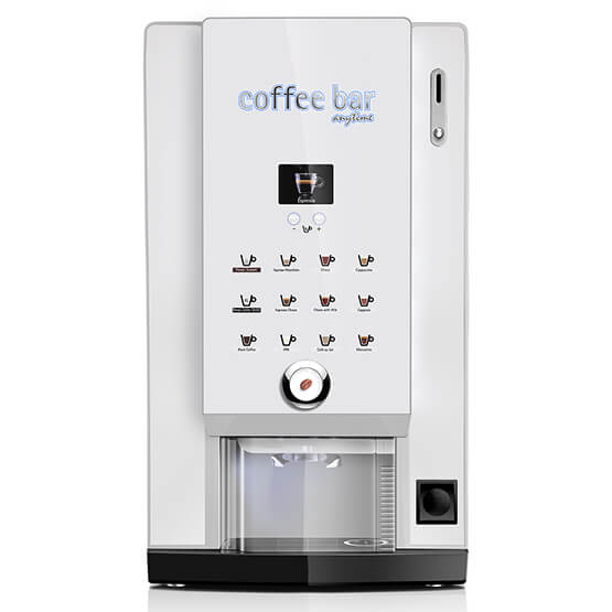 Hvid Larhea Cine Dippio&cup kaffemaskine til hele bønner eller intantkaffe.